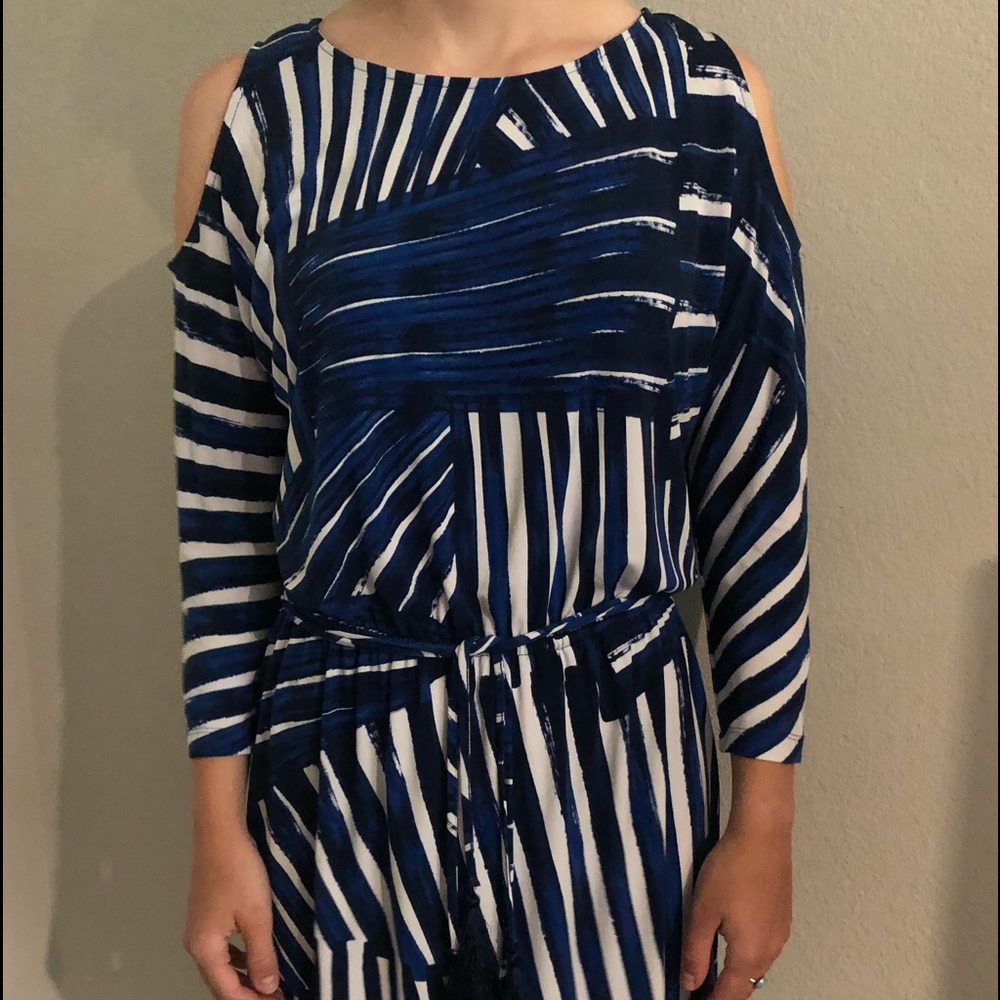 Calvin Klein Cold Shoulder Blue Blouson Dress